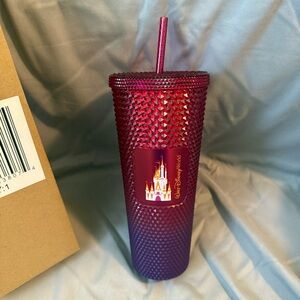 2023 Disney World Starbucks Cinderella Castle 24oz Red/Purple Tumbler - NIB